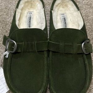 Birkenstock Buckley Forest Green Suede Clogs